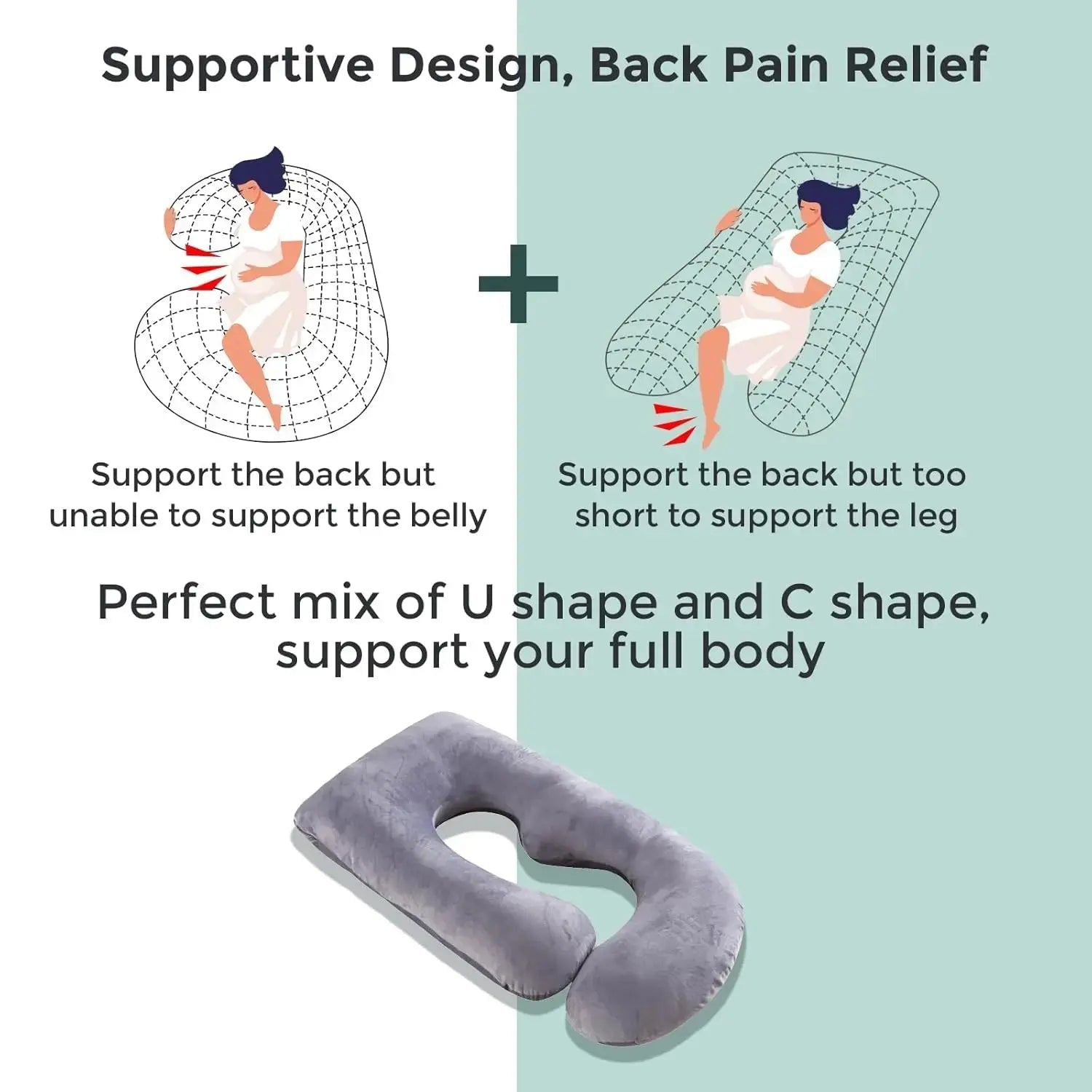 J Shaped Pregnancy Pillow - Jوسادة الحمل على شكل - Omuma