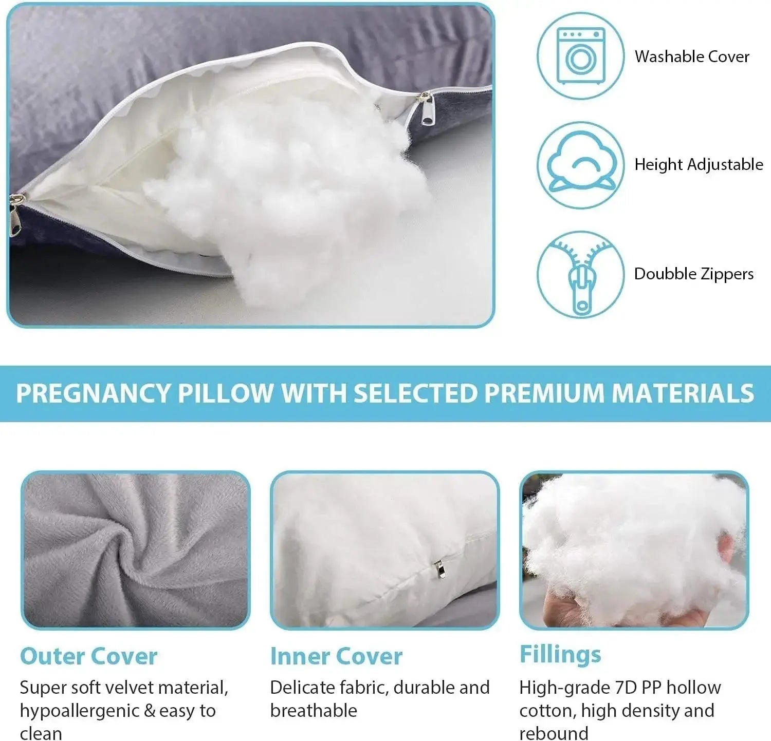 J Shaped Pregnancy Pillow - Jوسادة الحمل على شكل - Omuma